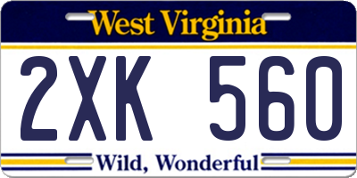 WV license plate 2XK560