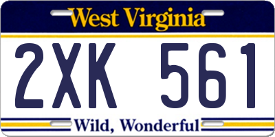 WV license plate 2XK561