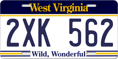 WV license plate 2XK562