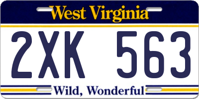 WV license plate 2XK563