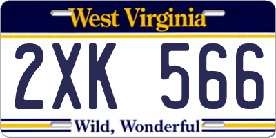 WV license plate 2XK566