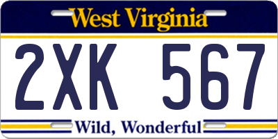 WV license plate 2XK567