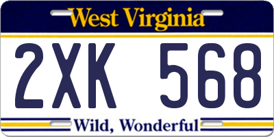WV license plate 2XK568