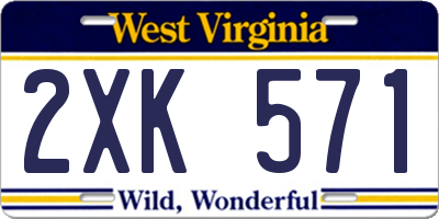 WV license plate 2XK571