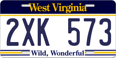 WV license plate 2XK573