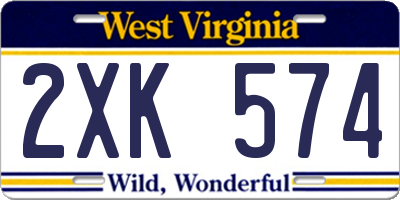 WV license plate 2XK574