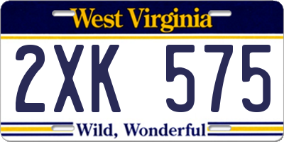 WV license plate 2XK575