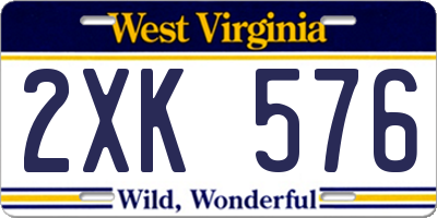 WV license plate 2XK576