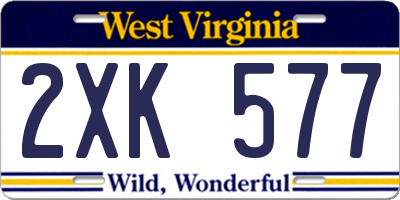 WV license plate 2XK577