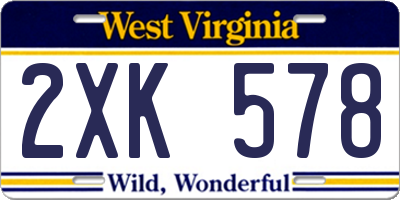 WV license plate 2XK578