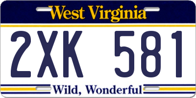 WV license plate 2XK581