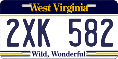 WV license plate 2XK582