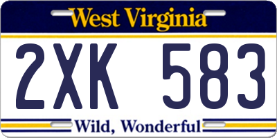 WV license plate 2XK583