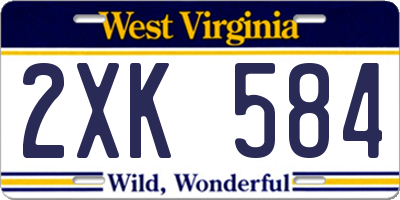 WV license plate 2XK584
