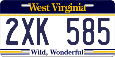WV license plate 2XK585