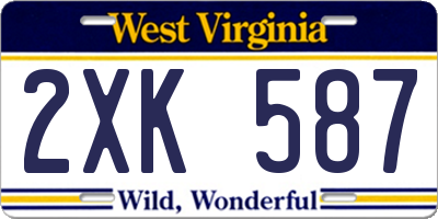 WV license plate 2XK587