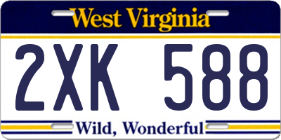 WV license plate 2XK588