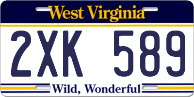 WV license plate 2XK589