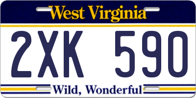 WV license plate 2XK590