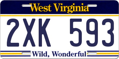 WV license plate 2XK593