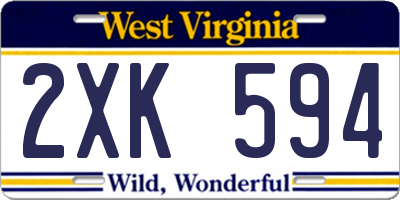 WV license plate 2XK594