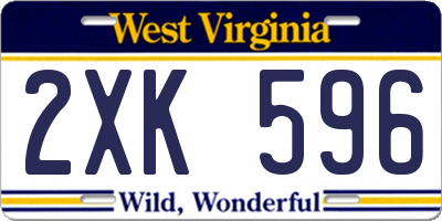 WV license plate 2XK596