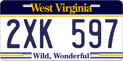 WV license plate 2XK597