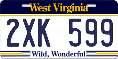 WV license plate 2XK599