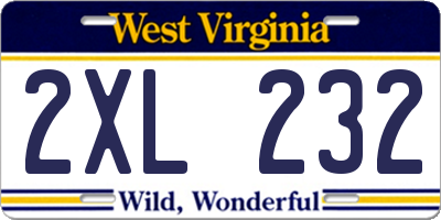 WV license plate 2XL232