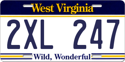 WV license plate 2XL247
