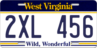WV license plate 2XL456