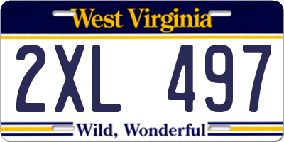 WV license plate 2XL497