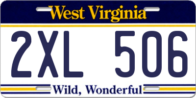 WV license plate 2XL506