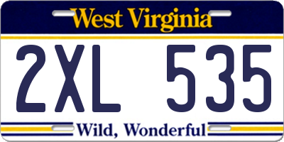 WV license plate 2XL535