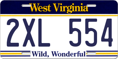 WV license plate 2XL554
