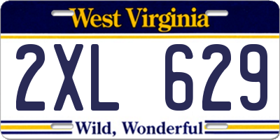 WV license plate 2XL629