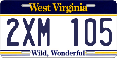 WV license plate 2XM105