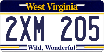 WV license plate 2XM205