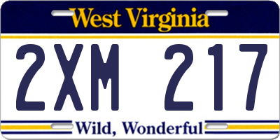 WV license plate 2XM217