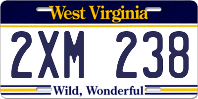 WV license plate 2XM238