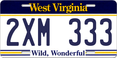 WV license plate 2XM333