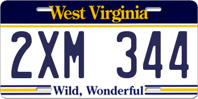 WV license plate 2XM344