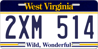 WV license plate 2XM514
