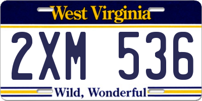 WV license plate 2XM536