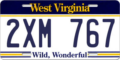 WV license plate 2XM767