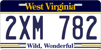 WV license plate 2XM782