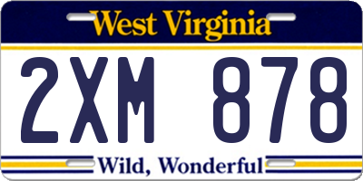 WV license plate 2XM878