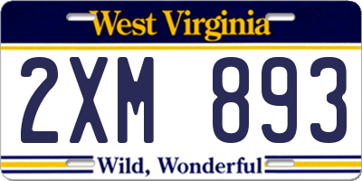 WV license plate 2XM893