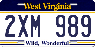 WV license plate 2XM989