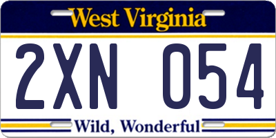 WV license plate 2XN054